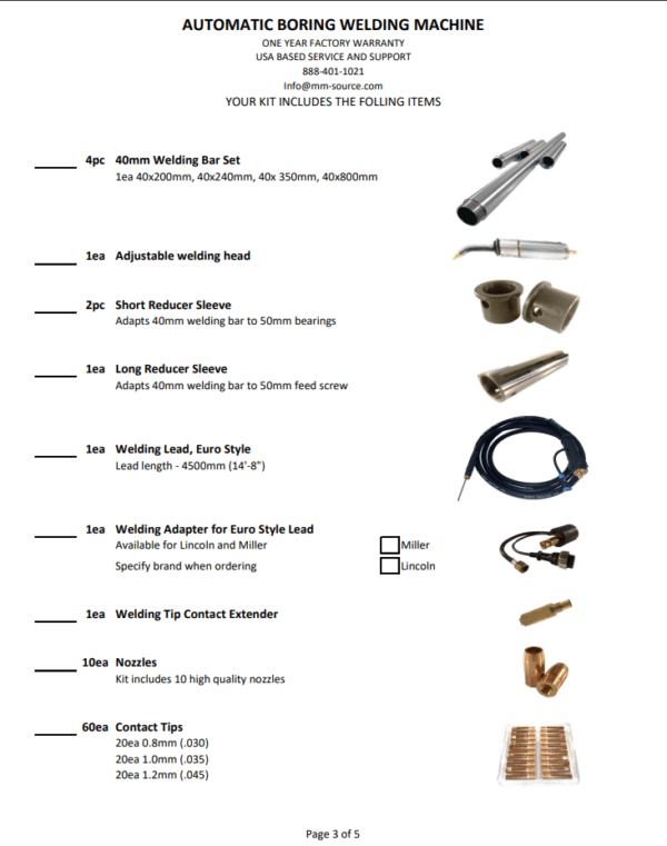 automatic boring welding machine kit inclusion page 3