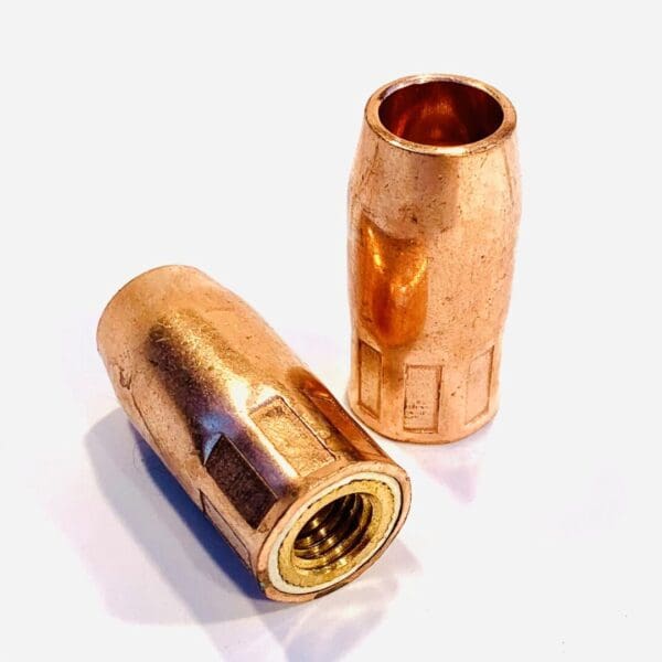 Two Brass Nozzles on a White Background